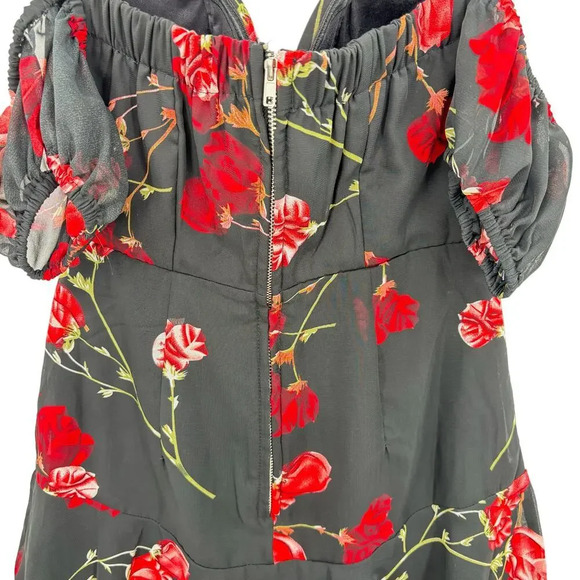 White Fox Boutique Monte Carlo Mini Dress Black Red Floral Size XS - Picture 7 of 15
